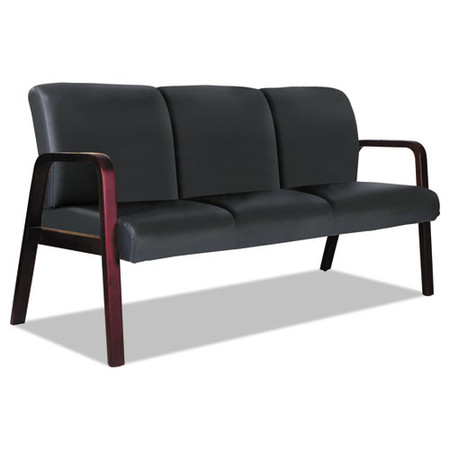 Alera Reception Lounge Wl 3-seat Sofa, 65.75 X 26.13 X 33, Black/mahogany