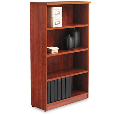 Alera Valencia Series Bookcase, Four-shelf, 31 3/4w X 14d X 54 7/8h, Medium Cherry