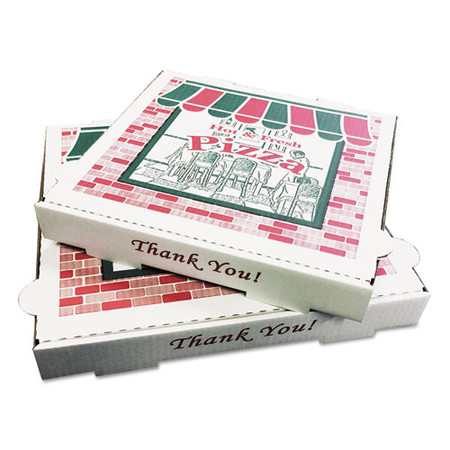 Corrugated Kraft Pizza Boxes, B-flute, 10" Pizza, 10 X 10 X 1.75, White, 50/bundle