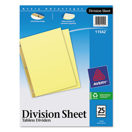 Untabbed Sheet Dividers, Untabbed, Letter