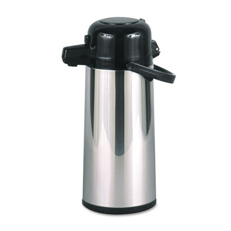 Commercial Grade 2.2l Airpot, W/push-button Pump, Stainless Steel/black