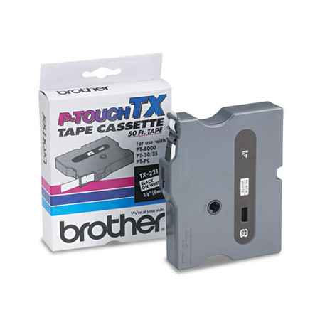 Tx Tape Cartridge For Pt-8000, Pt-pc, Pt-30/35, 0.35" X 50 Ft, Black On White