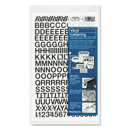 Press-on Vinyl Letters And Numbers, Self Adhesive, Black, 1/2"h, 201/pack