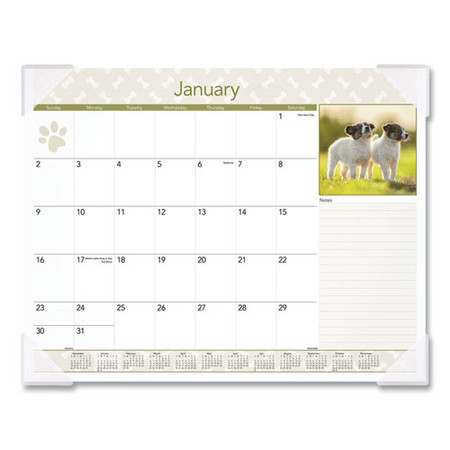 Puppies Monthly Desk Pad Calendar, 22 X 17, 2022