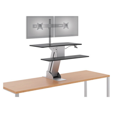 Directional Desktop Sit-to-stand, 31.5" X 35" X 41", Silver/black