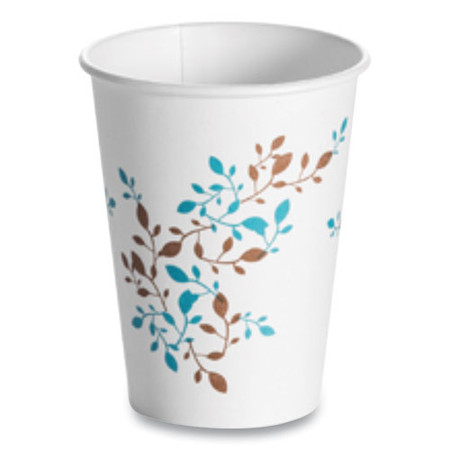 Single Wall Hot Cups 12 Oz, Vine Design, 1,000/carton