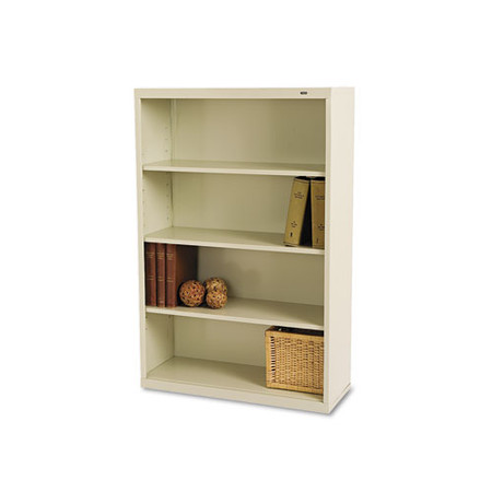 Metal Bookcase, Four-shelf, 34-1/2w X 13-1/2d X 52-1/2h, Putty