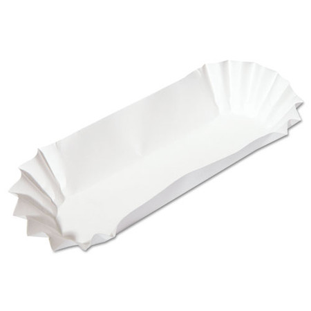 Fluted Hot Dog Trays, 6 X 2 X 2, White, 500/sleeve, 6 Sleeves/carton