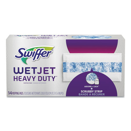 Wetjet System Refill Pads, 11.3" X 5.4", Heavy Duty, White, 14/box