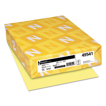 Exact Index Card Stock, 110 Lb, 8.5 X 11, Canary, 250/pack