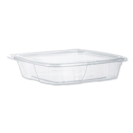 Safeseal Tamper-resistant, Tamper-evident Deli Containers With Flat Lid, 35 Oz, 7.9 X 8.8 X 1.8, Clear, 200/carton