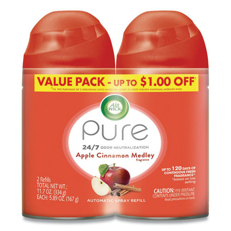 Freshmatic Ultra Spray Refill, Apple Cinnamon Medley, 5.89 Oz Aerosol Spray, 2/pack