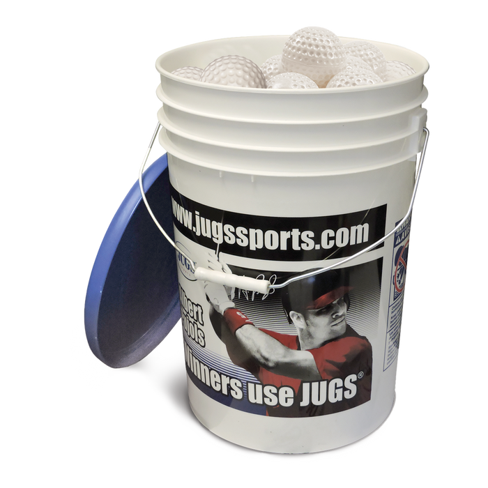 Bucket of JUGS White Dimpled Sting-Free® Baseballs - Jugs Sports