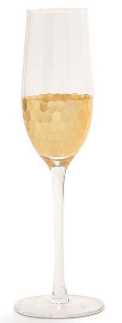 Gold Faceted Flute Glass
