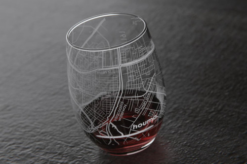 Houma, La Home Town Map Stemless Wine Glass