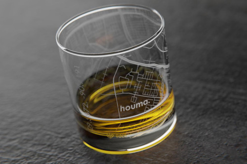 Houma, La Home Town Maps Rock Glass