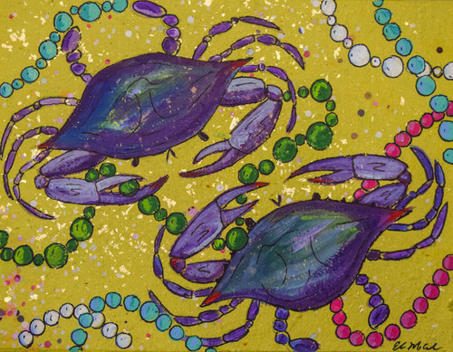 Mardi Gras Crab with Beads-8x10