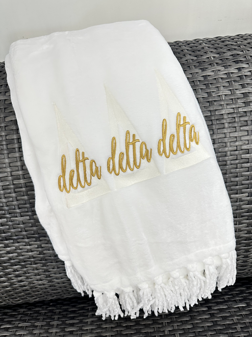 Sorority Embroidered Plush Throw