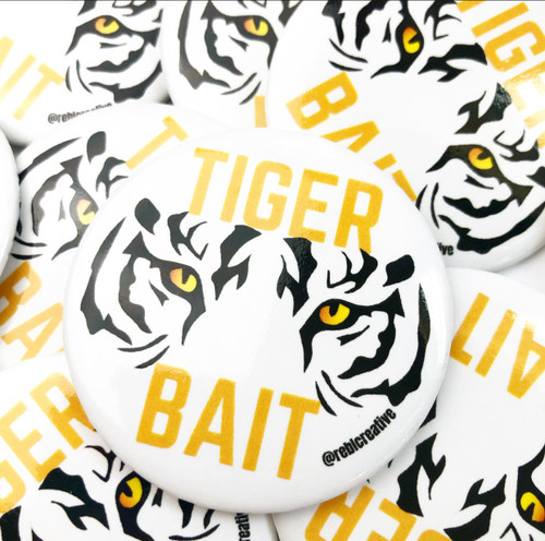 Game Day Button - Tiger Bait White
