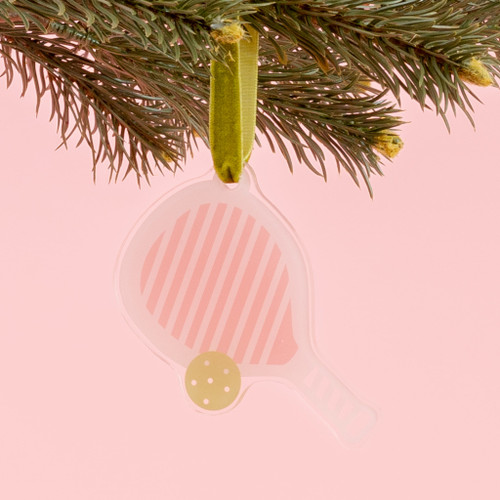 Pink Pickleball Paddle Holiday Tree Ornament 
