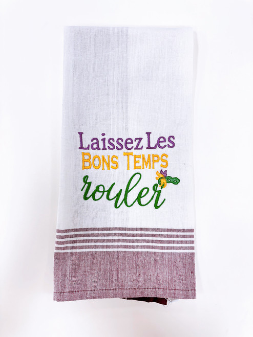Laissez Les Temps Purple Border Knit Towel 