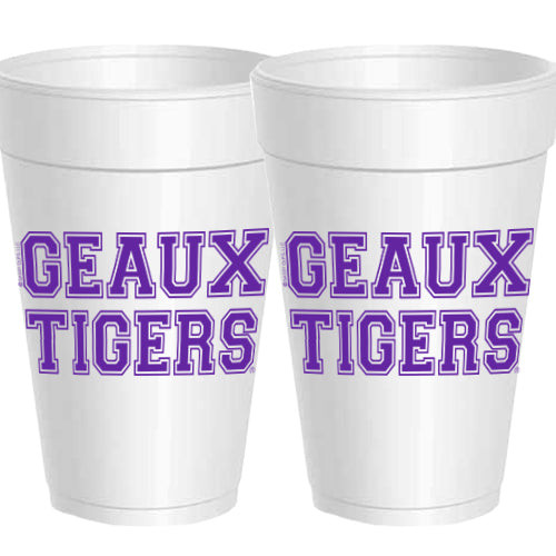 LSU-Geaux Tigers Words Purple Cups
