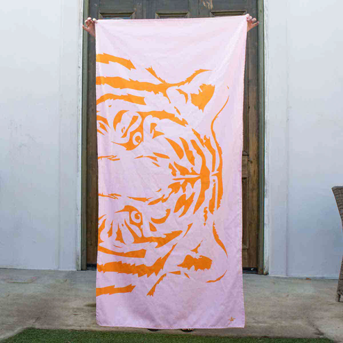 Eye of the Tiger Beach Towel - Light Pink/Orange