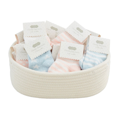 Chenille Socks in Basket 