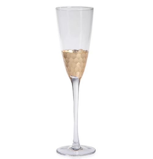 Fez Cut Champagne Flute with Gold Leaf