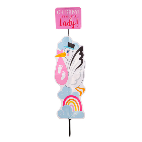 Oh Baby! Its a Little Lady! Fabric Garden Stake