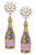 Mardi Gras Argyle Champagne Bottle Enamel Earrings in Purple