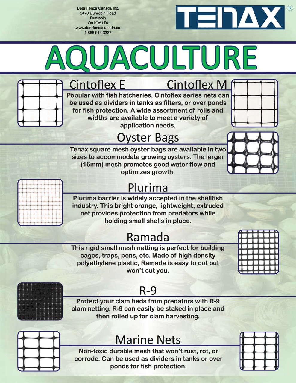 Tenax Aquaculture Nets Brochure