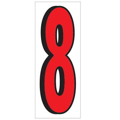12" Red and Black Number 8