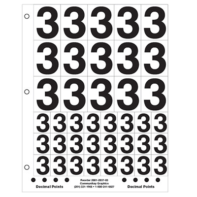 1" and 2" Number 3 (Clear)