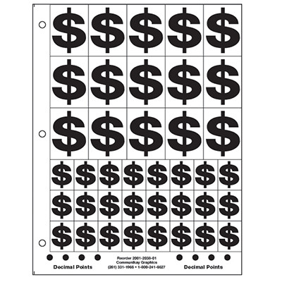 1" and 2" Dollar Signs