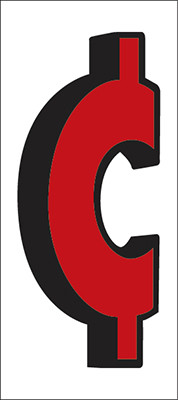 Red and Black Cent Symbol - 4" x 9"
