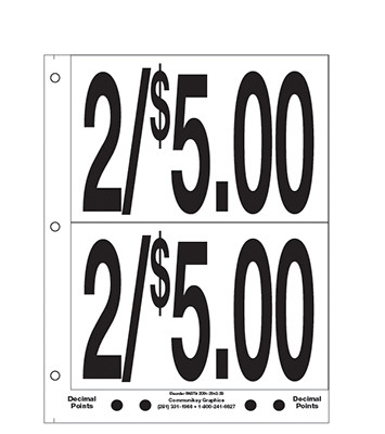 5" Pre-priced 2/$5.00