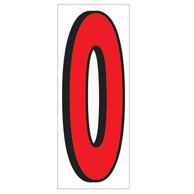 12" Red and Black Number 0