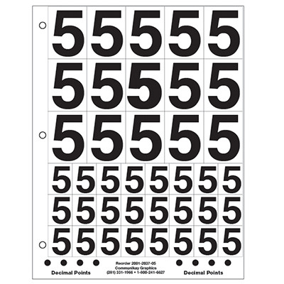 1" and 2" Number 5 (Clear)