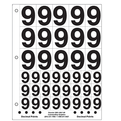 1" and 2" Number 9 (Clear)