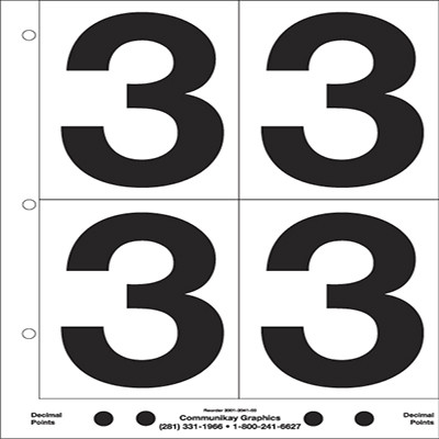 5" Number 3 (Clear)