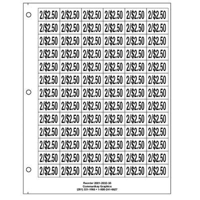 3/4" Pre-priced 2/$2.50