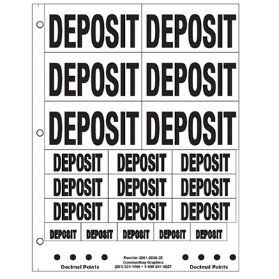 1" and 2" Deposit