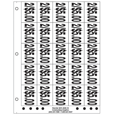 2" Pre-priced 2/$5.00