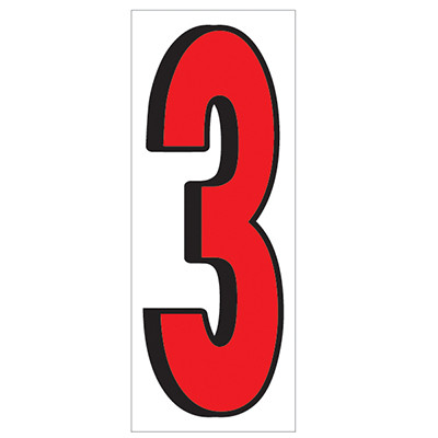 18" Red and Black Number 3