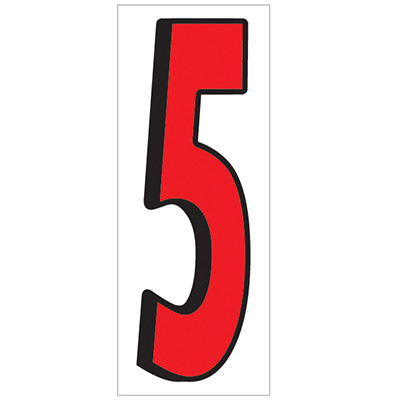 18" Red and Black Number 5