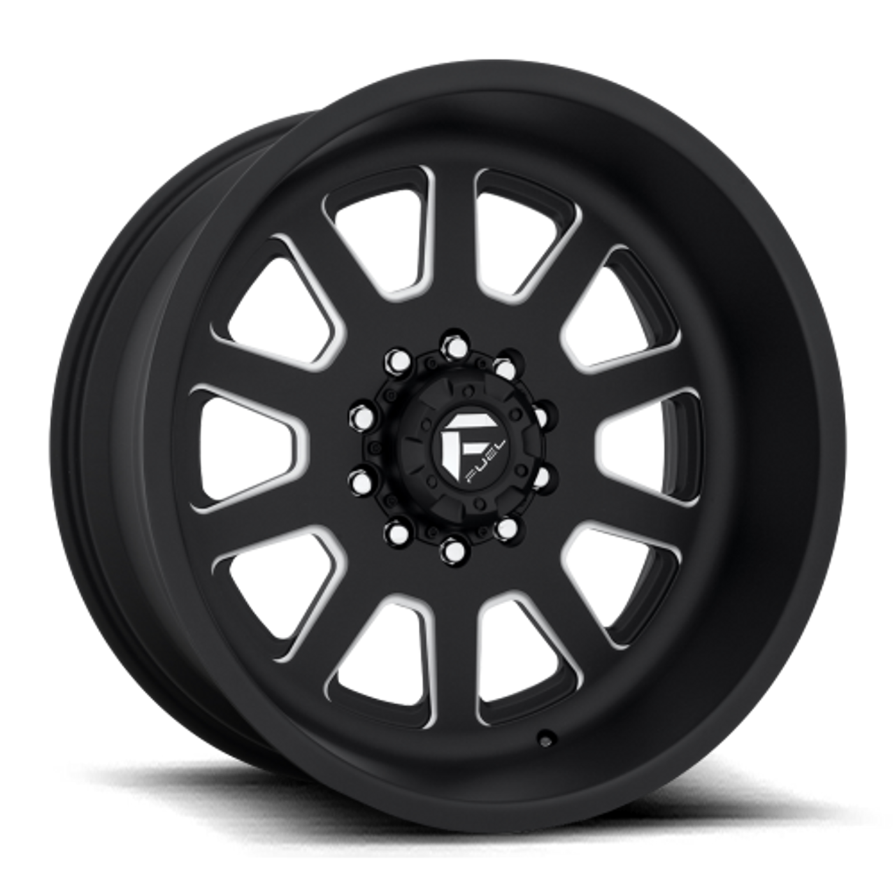 22 x 8.25 Fuel FF09D Black/Machined Super Single Front 10 Lug