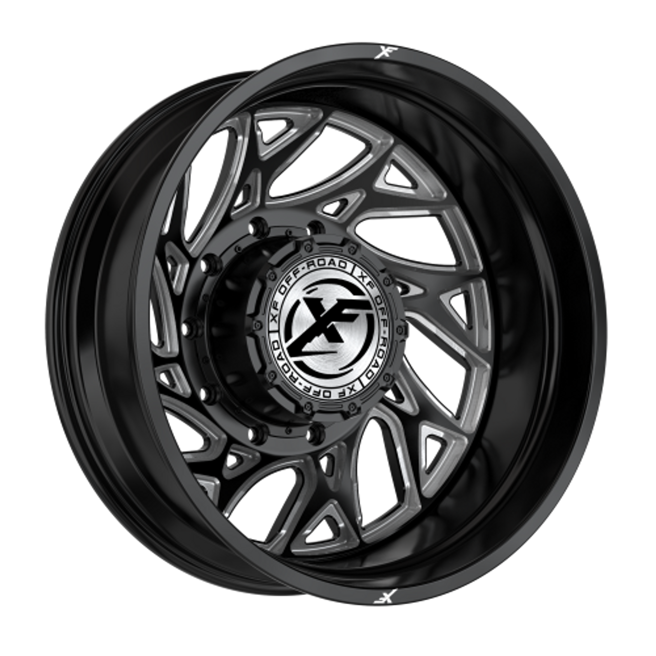 XF-229 Gloss Black Machined Rear Outer Wheel 10 Lug Dually