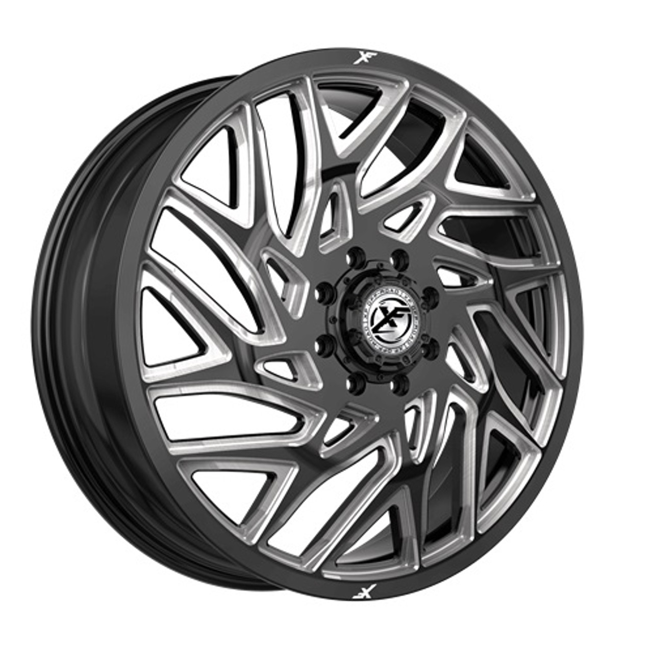 XF-229 Gloss Black Machined Front Wheel 8 Lug Dually