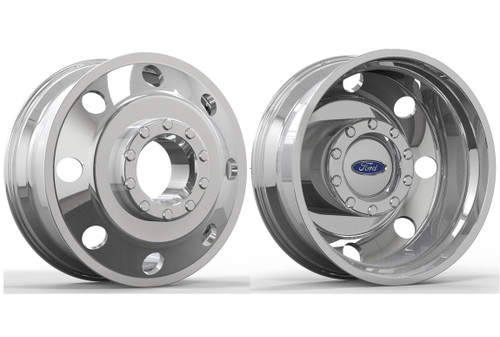 22 x 8.25 DBO Classic Polished Wheels Ford F450 and F550 Dually Trucks with 10x225 Bolt Pattern